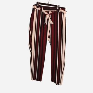 Express High-Rise Striped Ankle Pants with Tie-Waist  Size 10